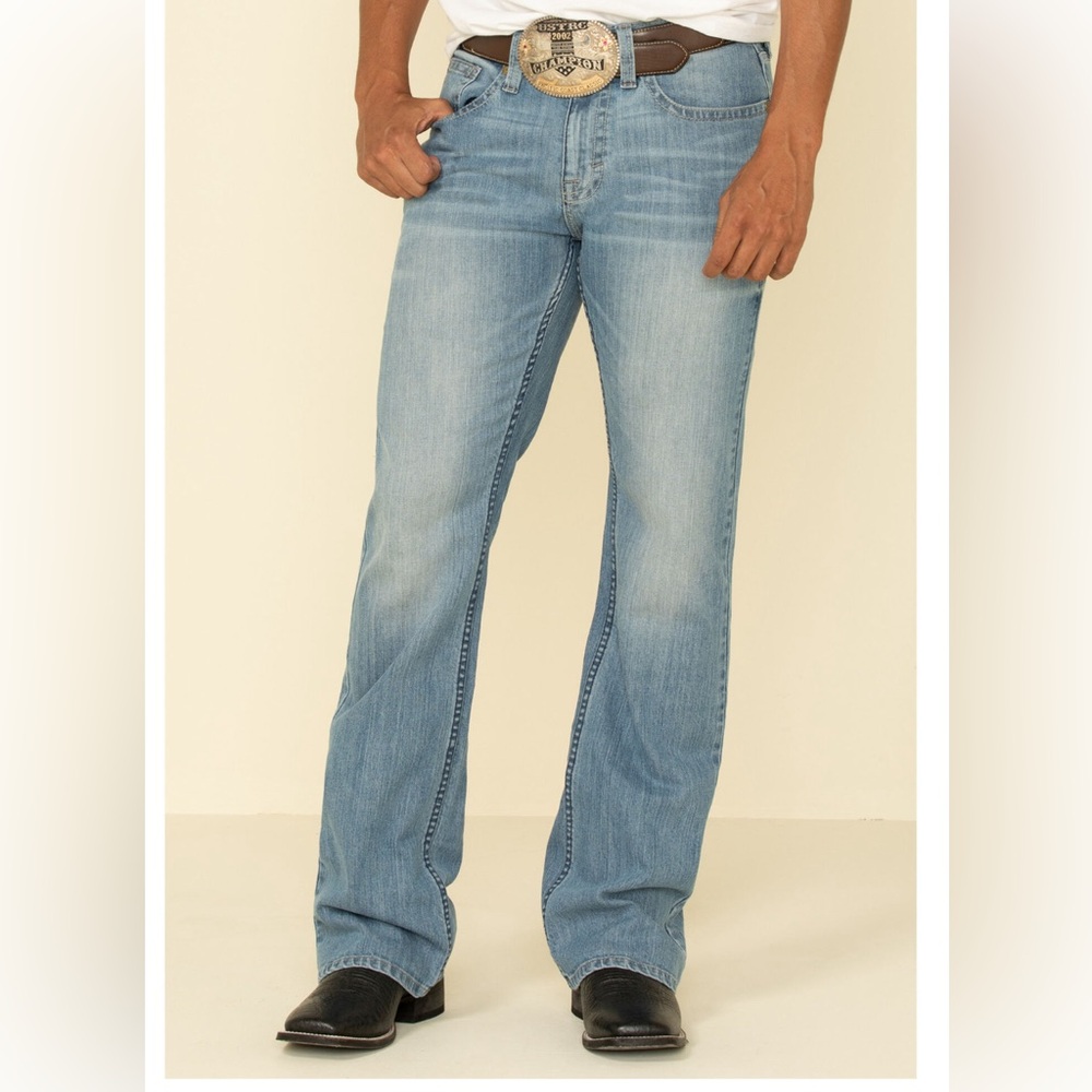 ODY JAMES MEN'S HAMSHACKLE LIGHT WASH RELAXED BOOTCUT STRETCH DENIM JEANS 34/30